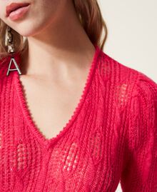 Fitted jumper with knitwork "Bright Rose” Pink Woman 222AP3550-05
