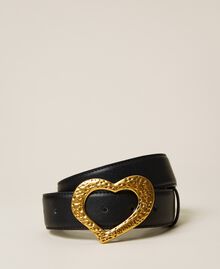 Leather belt with heart shaped buckle Silver Woman 222TA4069-02