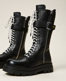 MYFO high top leather combat boots Black Unisex 999AQP152-05