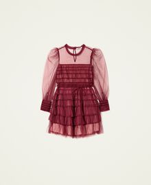 Kurzes Kleid aus plissiertem Tüll Trauben Frau 222TP2113-0S