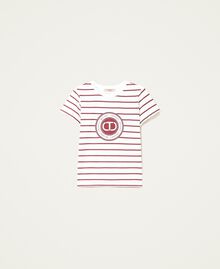 Striped t-shirt with logo "Snow" White / Grape Stripe Woman 222TP213A-0S