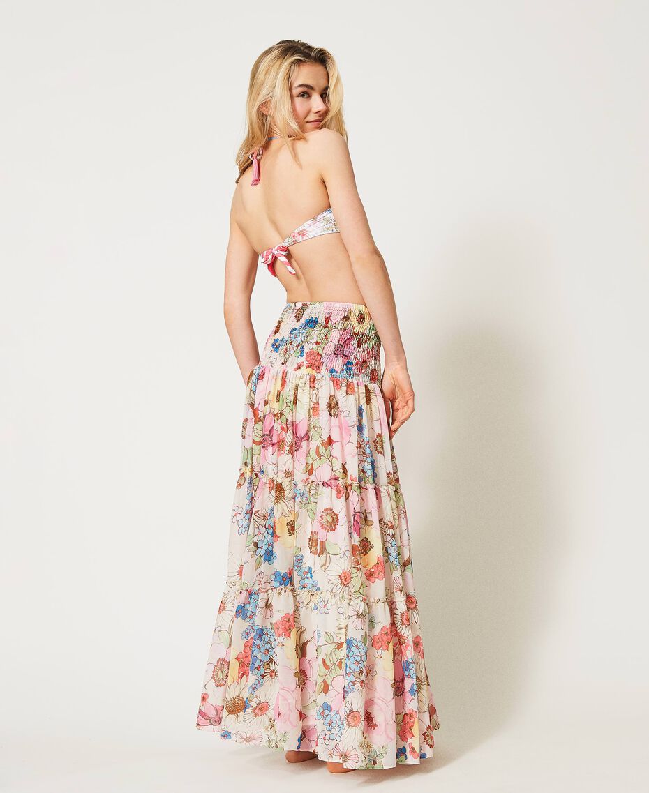 Floral print skirt-dress Woman, Fuchsia | TWINSET Milano