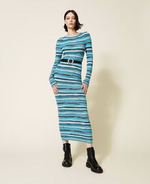 Multicolour long fitted dress Multicolour "Jewel" Blue Woman 222AP3352-0T