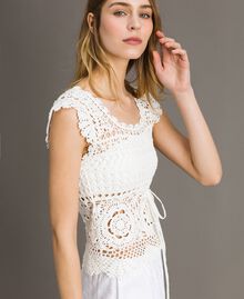 Crochet top with floral pattern Ivory Woman 191LM2NCC-01