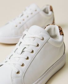 Leather trainers with animal print detail White Woman 222TCP060-04