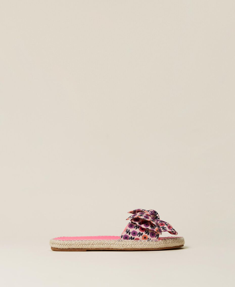 Sandales slides avec nœud Imprimé « Flower Stripes » Femme 221ACT170-02