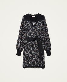 Short knit dress with logo print Flower / Black Oval T Design Woman 222TT3513-0S