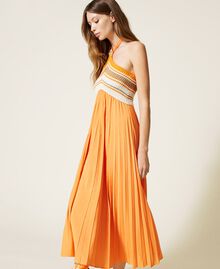 Robe longue avec rayures et plis Multicolore Melon/Dune/Ivoire Femme 221LB31NN-02