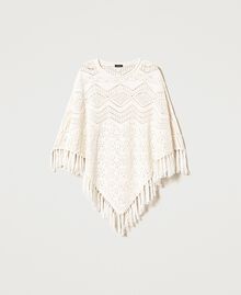 Knit poncho with fringes Mother Of Pearl Woman 231AA4240-0S