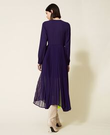 Dress with pleated colour block skirt Multicolour "Indigo" Purple / Neon Yellow Woman 222AP2693-05