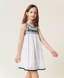 Dress with embroidery Bicolour Off White / Black Child 221GJ2100-02