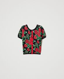 Cardi-jumper with rose print Large Rose Print Woman 231LB3FAA-0S