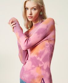 Pull ajusté avec tie and dye réalisé à la main Multicolore Rose « Hot Pink » Femme 221AT3183-06
