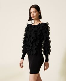 Knit dress with pleated ruffles Black Woman 222AP3230-03