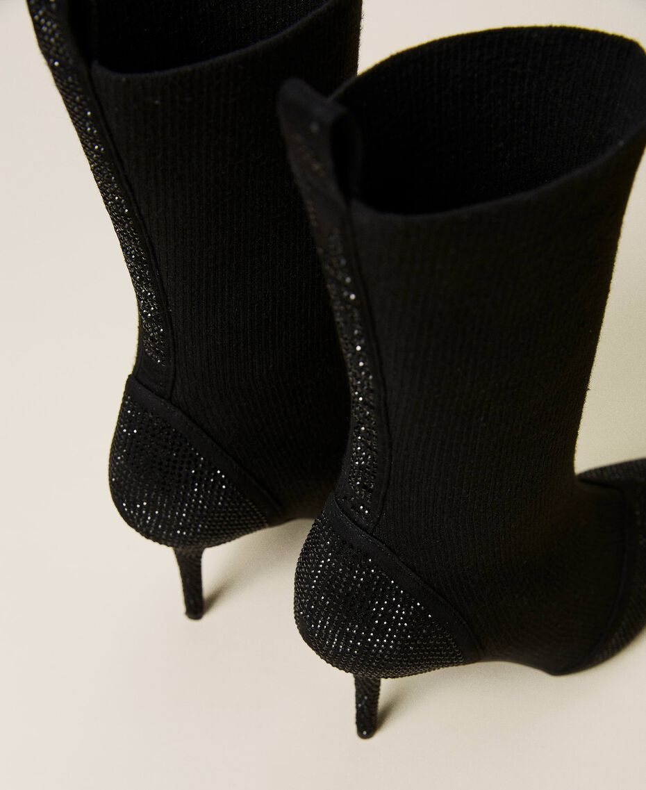 Sock boots with rhinestones Black Woman 222ACP244-02