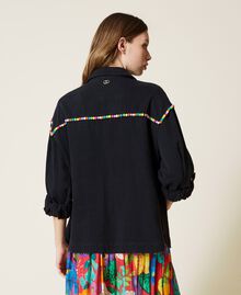 Bull jacket with multicolour flowers Black Woman 221TT2260-04