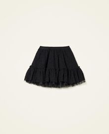 Lace and tulle mini skirt Black Woman 222AP2484-0S