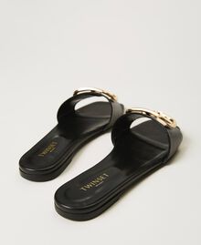 Sandales slide en cuir avec logo Blanc Neige Femme 211TCT014-04