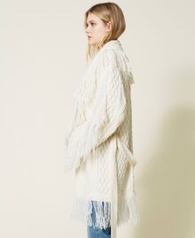 Wool blend cardigan with fringes White Snow Woman 222TT3440-02