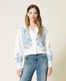 Cardigan with floral embroidery Light Blue Sanderson Flowers Embroidered Lily Woman 221TP3490-01