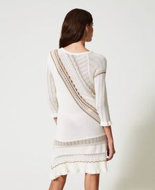 Robe asymétrique en maille tricotée Multicolore Nacre/Blanc « Pierre Ponce »/Marron « Kelp » Femme 231AP3260-04