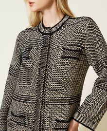 Jacquard knit and lurex coat Bicolour "Snow" White / Black Woman 222TP3210-04