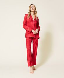 Pyjama en satin jacquard Rouge Cerise Femme 221LL2FAA-01