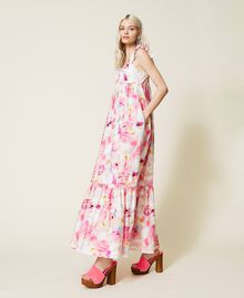 Floral poplin long dress "Hot Pink” Nuances Woman 221AT2480-04