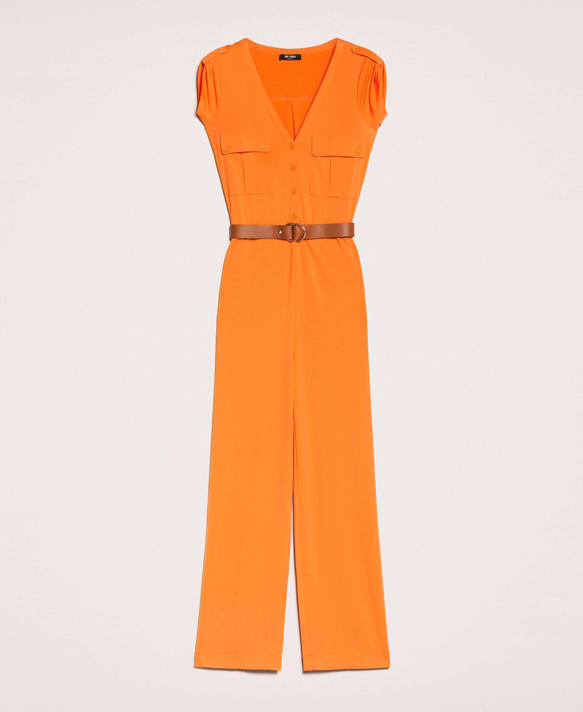 Jumpsuit with pockets and belt Woman, Orange | TWINSET Milano