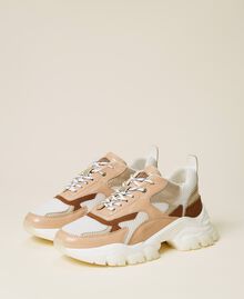 Colour block trainers with logo Multicolour Butter / "African" Beige / Gold Woman 222LIPZBB-02