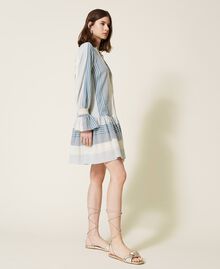 Robe courte en gaze rayée Gaze Rayure Blanc « Neige »/Bleu « Infini » Femme 221TT2332-02