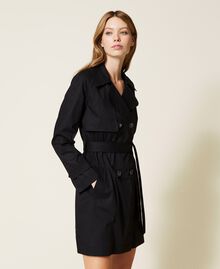 Double breasted gabardine trench coat Black Woman 999TN210A-02