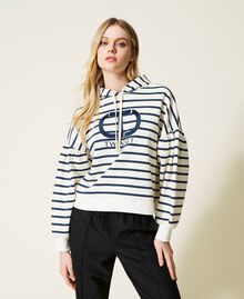 Striped hoodie with logo "Snow" White / Blue Stripe Woman 222TP2132-01