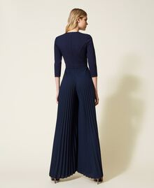 Long jumpsuit with pleats and logo Midnight Blue Woman 222TP2410-04