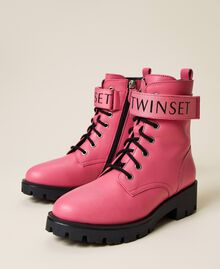 Colourful leather combat boots with logo "Sunrise" Pink Child 222GCJ060-02