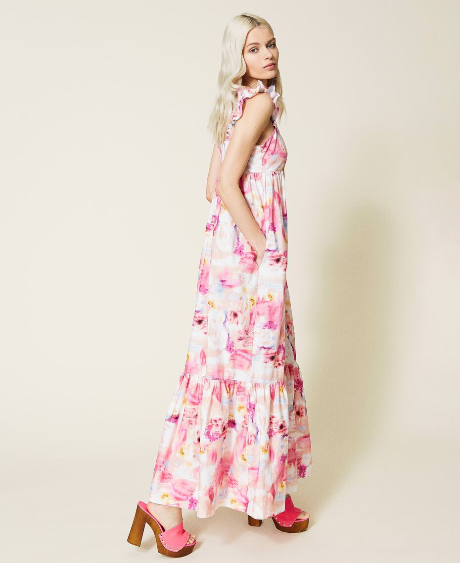 Floral poplin long dress "Hot Pink” Nuances Woman 221AT2480-03
