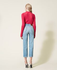 Regular-Fit-Jeans mit Stickereien und Chatons Denim hell Frau 222AP2282-04