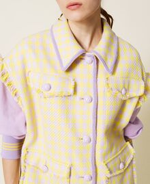 Houndstooth jacket with removable sleeves "Pastel Lilac" / Vivid Yellow Houndstooth Woman 221AT2270-05