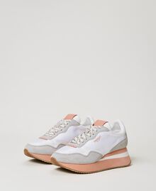 Wedge trainers with coloured sole Two-tone Optical White / Mousse Pink Woman 231TCP016-02