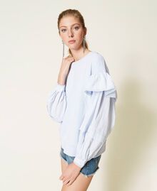 Sweat-shirt avec manches en mousseline Topaze Bleu Femme 221TP2290-04