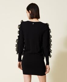 Knit dress with pleated ruffles Black Woman 222AP3230-05
