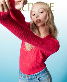 Fitted jumper with knitwork "Bright Rose” Pink Woman 222AP3550-01