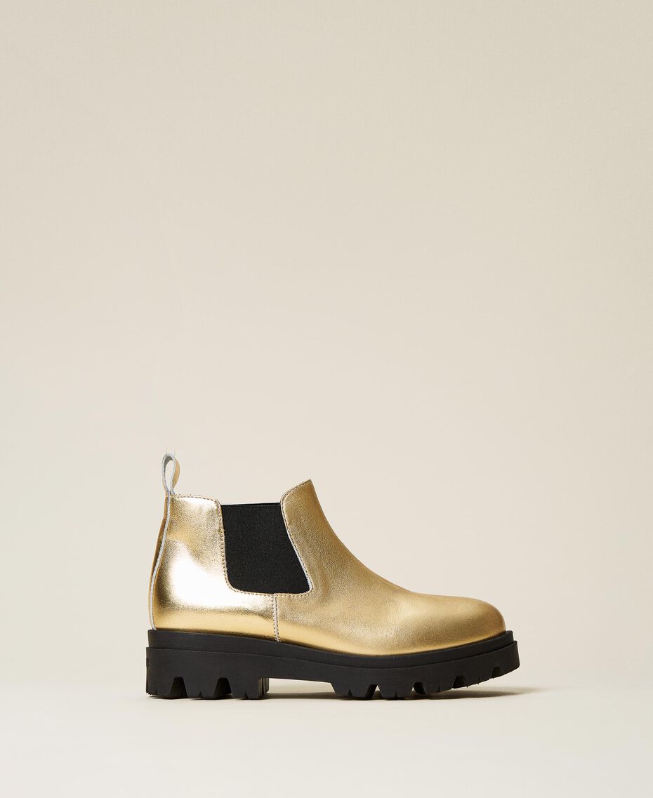 Laminated leather Chelsea boots Gold Yellow Child 222GCJ052-01