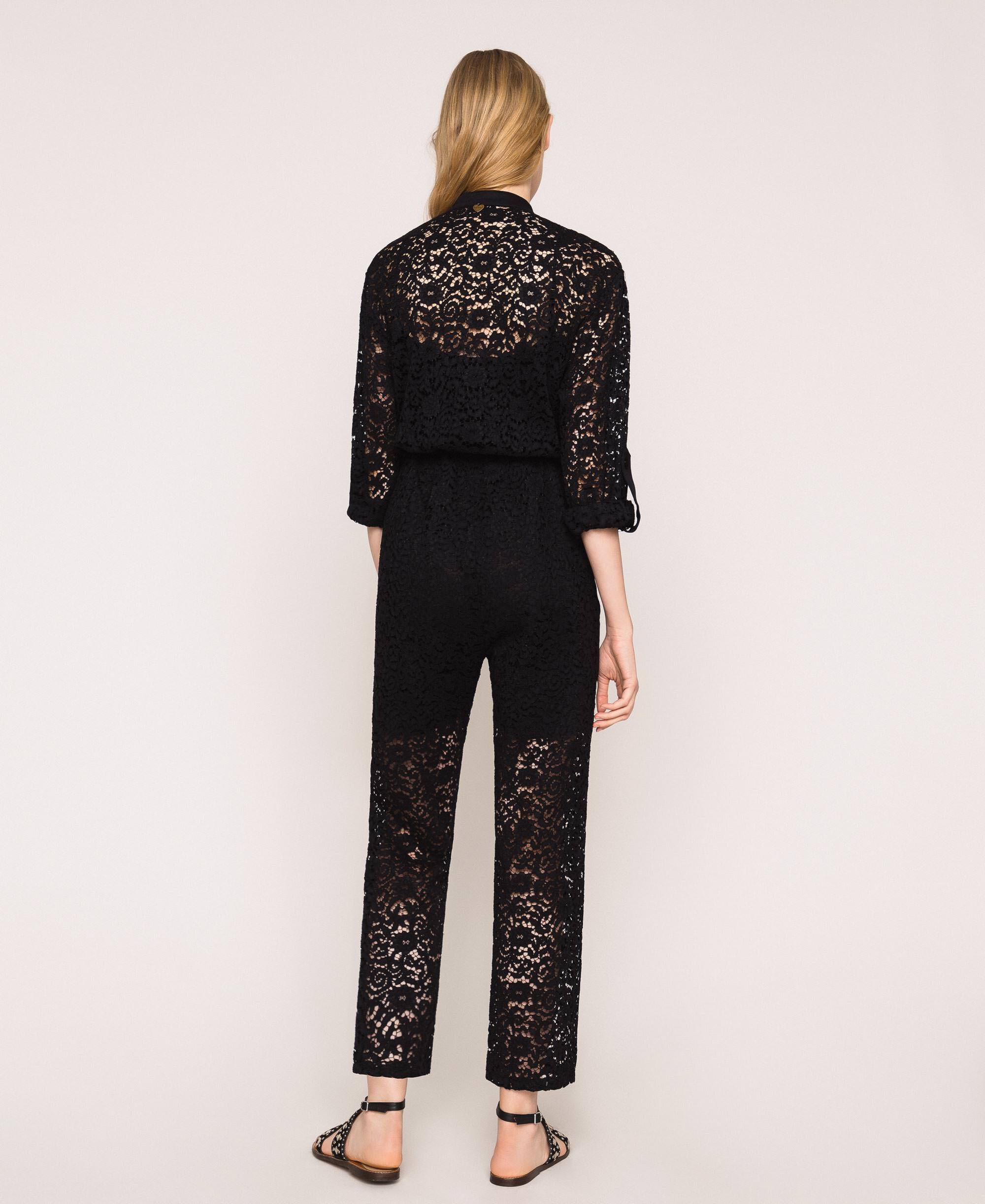 Macramé lace jumpsuit Woman, Black | TWINSET Milano
