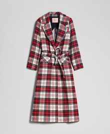 Long coat in chequered wool Macro Tartan Jacquard Woman 192TP2611-0S