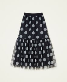 Polka dot tulle long skirt Black / Lily Macro Polka Dot Print Woman 222AP2582-0S