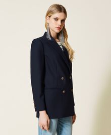 Double-breasted wool blend blazer Midnight Blue Woman 222TP2349-03