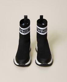 Zapatillas de estilo calcetín con logotipo Negro Niño 222GCJ100-05
