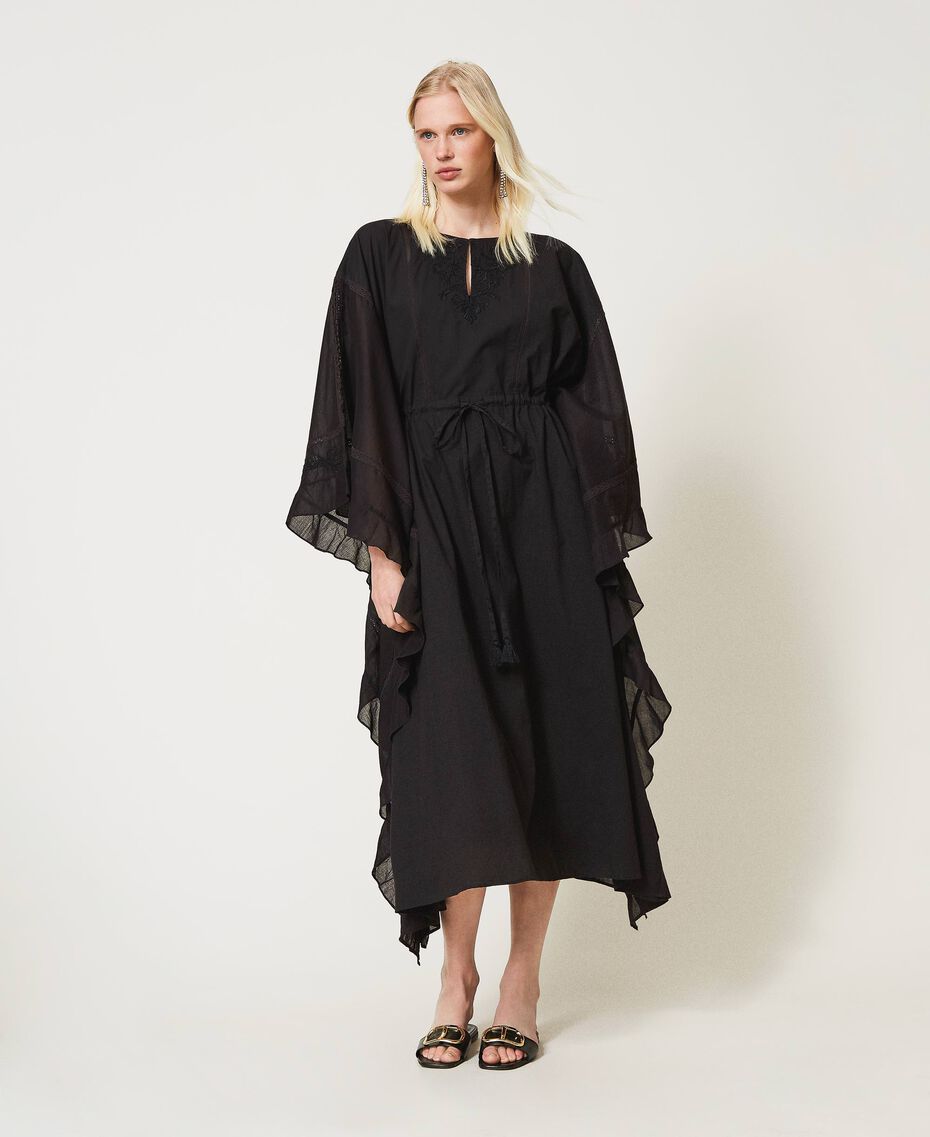 Marrakech muslin long dress with embroidery Black Woman 211TT2704-01