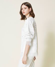 Lace stitch jumper with fringes Lily Woman 221TP3030-02